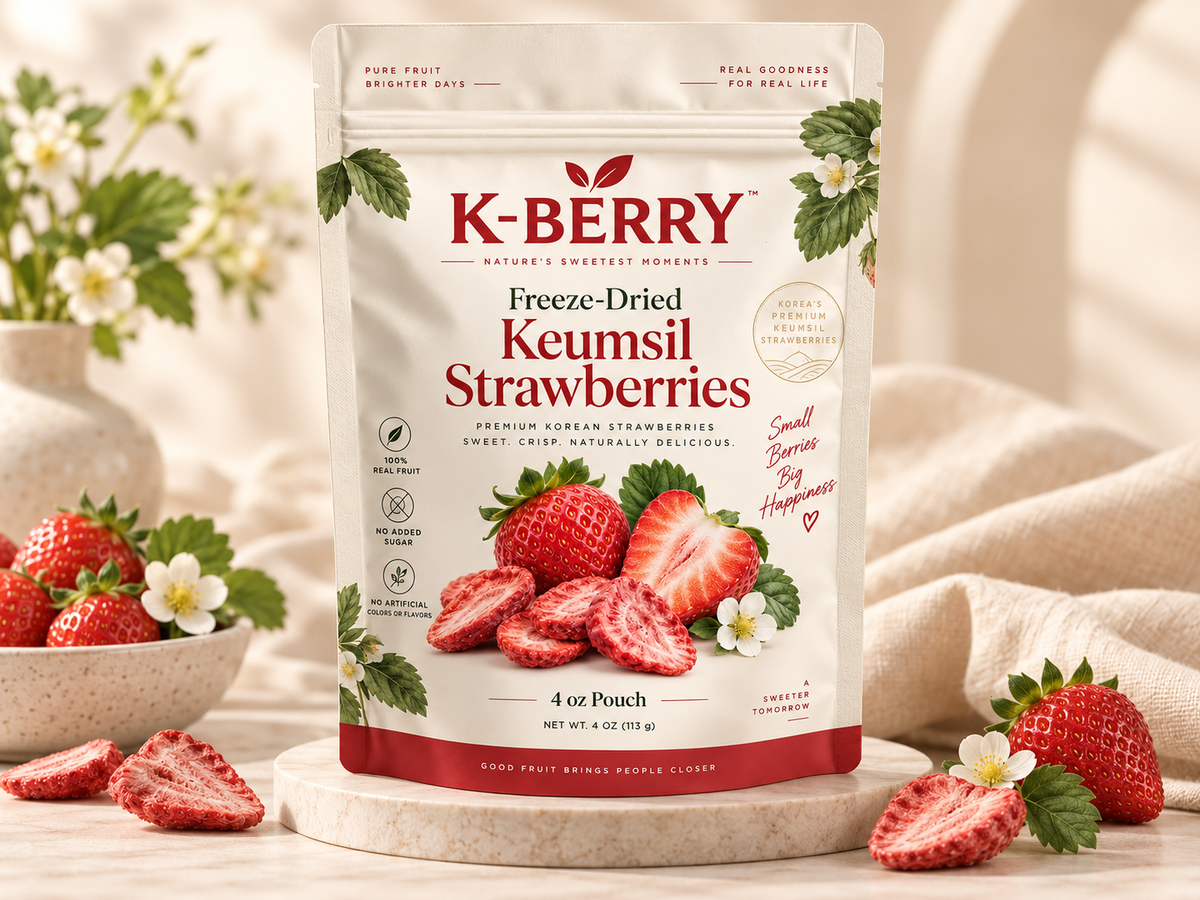 Freeze-Dried Kuemsil Strawberries 4oz Pouch